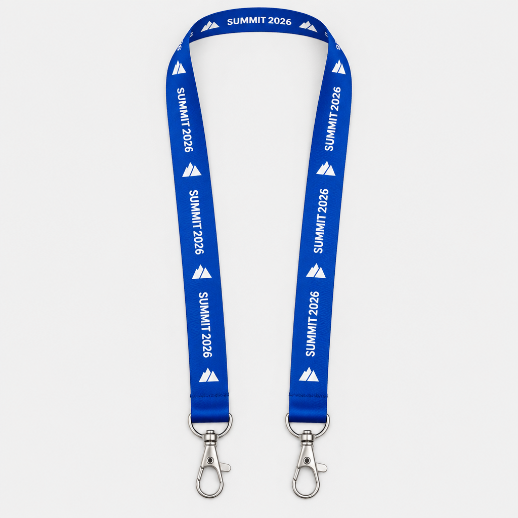 Lanyard personalizat cu două carabine, imprimat prin sublimare