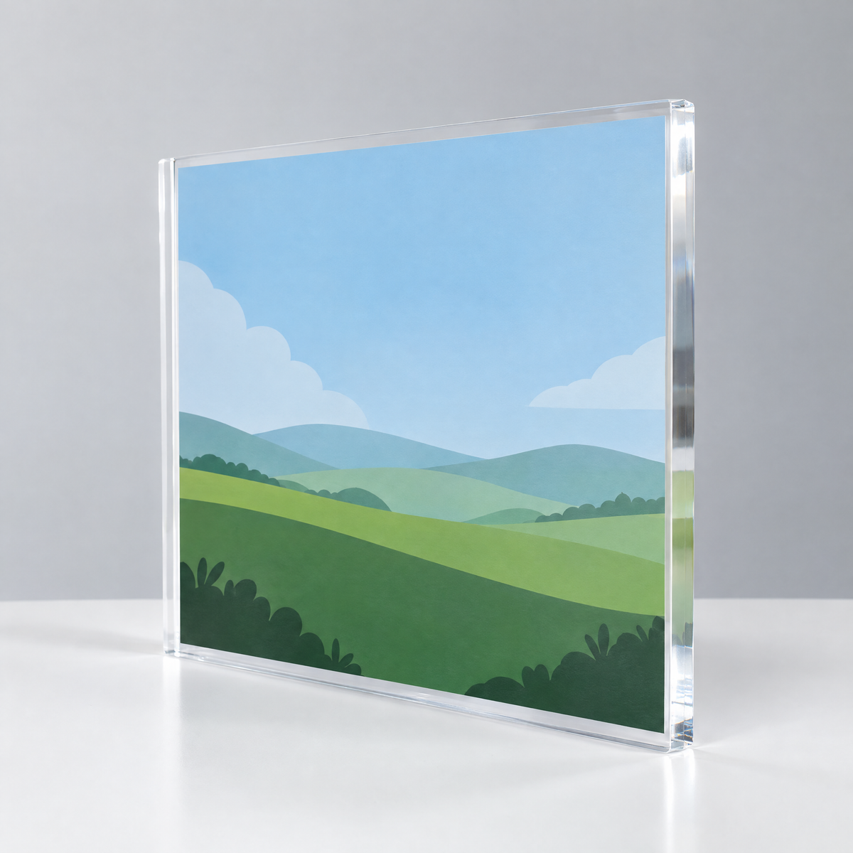 Panou din plexiglas transparent de 5 mm, cu marginea lucioasă a plăcii la vedere (imagine generată cu AI)